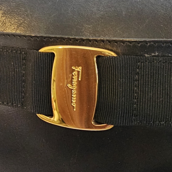 Salvatore Ferragamo Black Crossbody Bag with Gold Accent - Picture 4 of 14